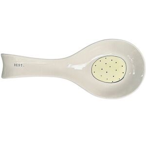 Rae Dunn Spoon REST Yellow Black Polka Dot Spring Easter 2017 OG NWT